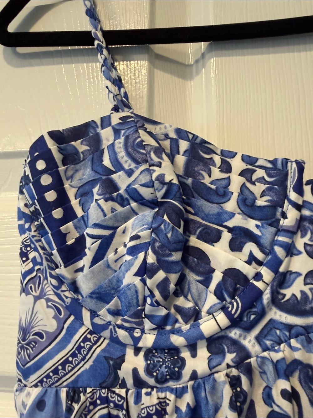 NWOT Caroline Constas Blue and White Printed Midi Sundress size XS - Picture 4 of 9